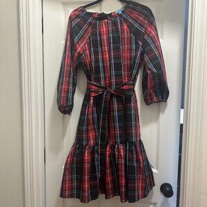 Women's Plaid Long Sleeve Dress Bow in Back Draper James Size M